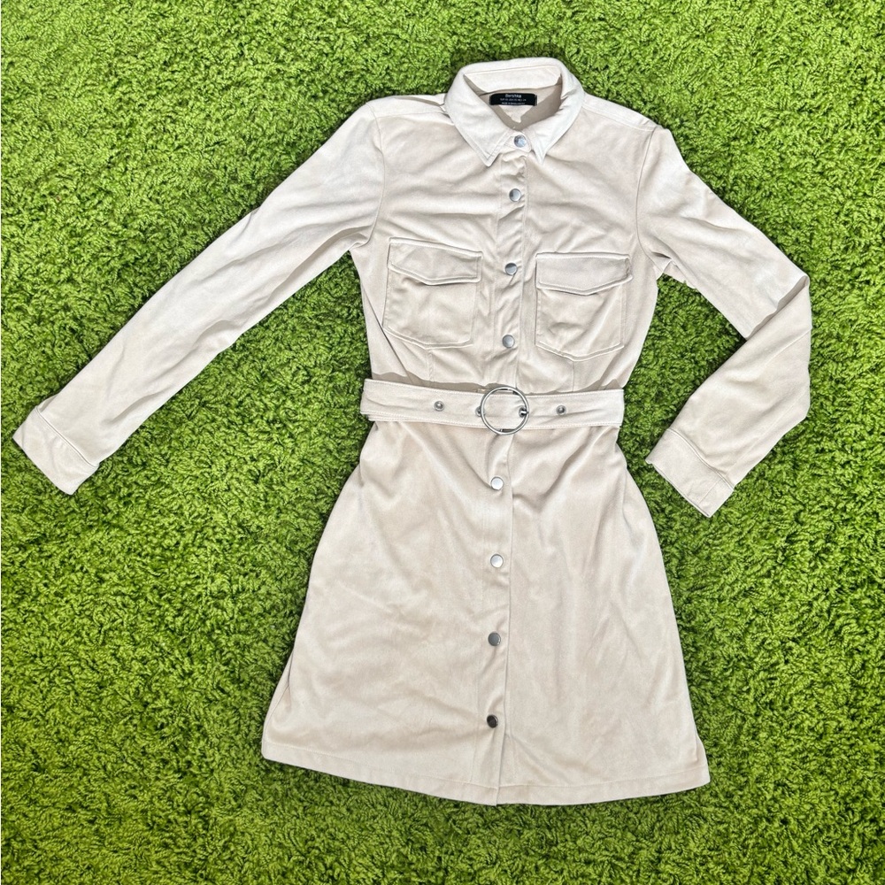 Creamy suede trench coat/dress - Picture 2 of 7